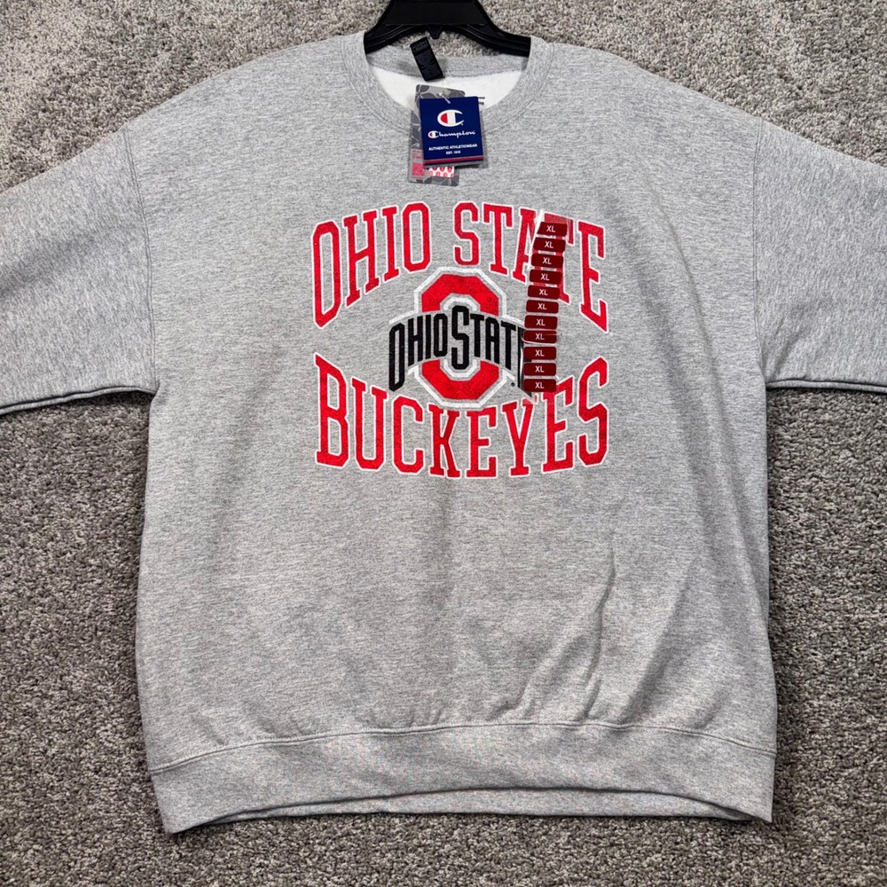 Ohio State Buckeyes Champion Crewneck Fleece Sweatshirt Mens Grey XL NEW